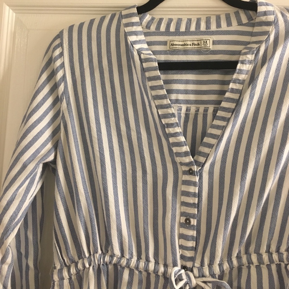 Blue and white stripes shirt dress!