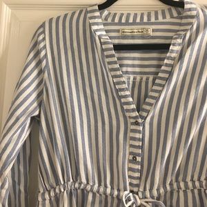 Blue and white stripes shirt dress!