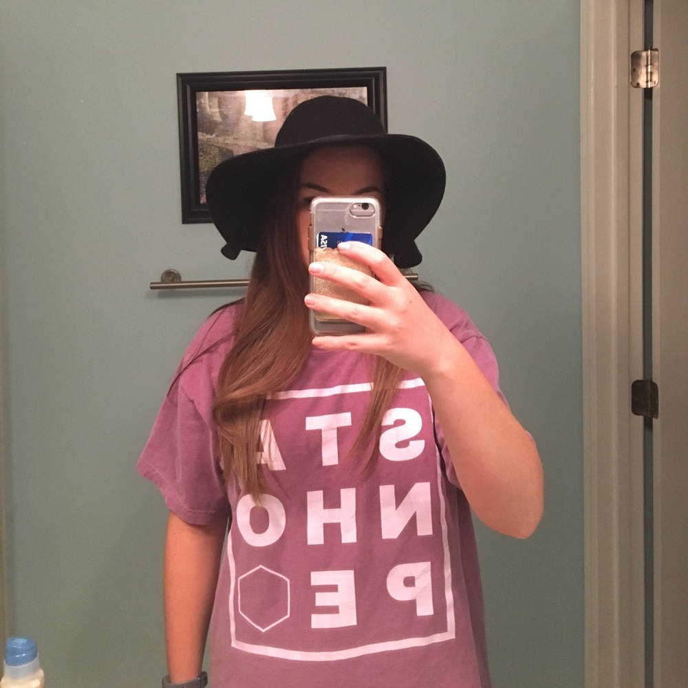 Black velvet floppy hat