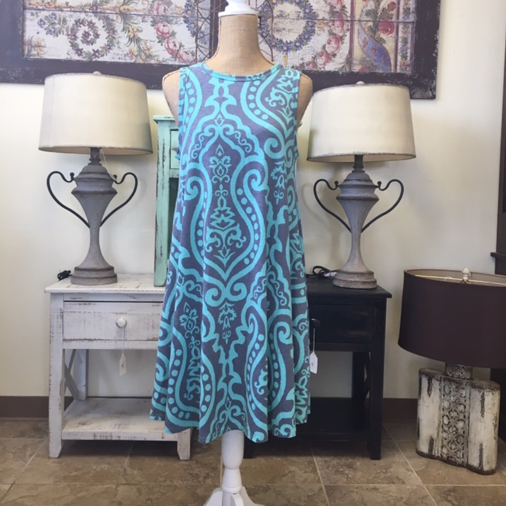 Blue and grey jersey dress