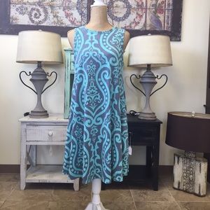 Blue and grey jersey dress