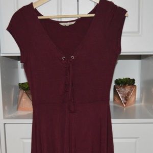 Soft and Sexy Maroon Lace Up Dress || size S