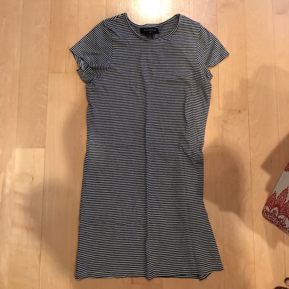 Navy and White striped mini dress