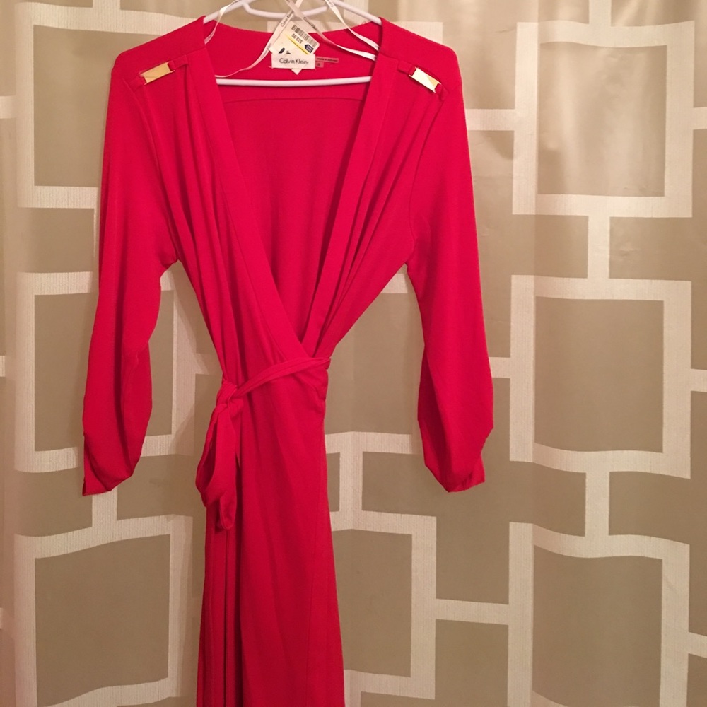 Calvin Klein red wrap dress
