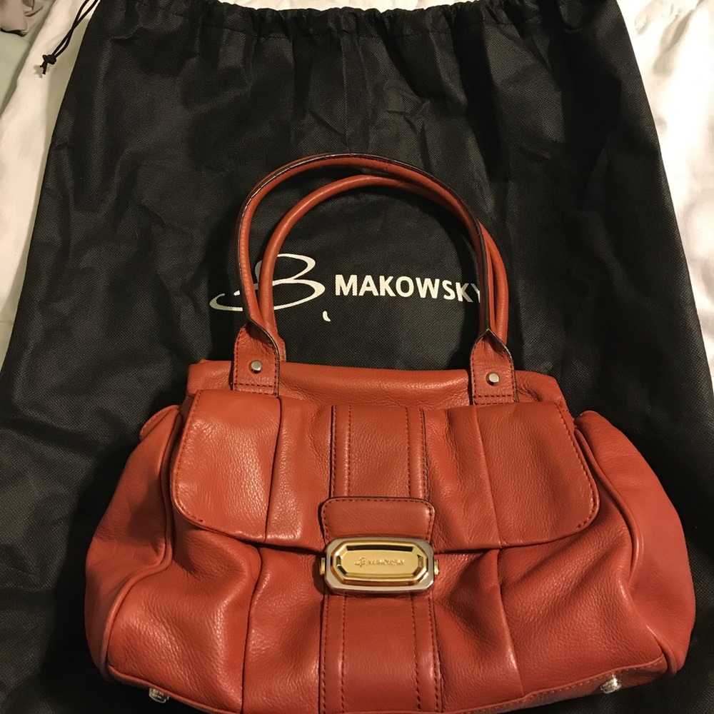 B makowsky burnt red/brown handbag