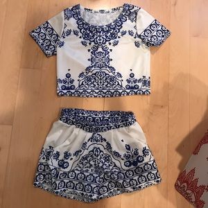adorable blue and white 2 piece set