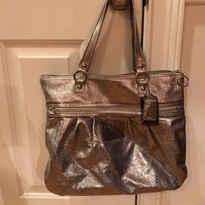 Coach Poppy bag metallic silver