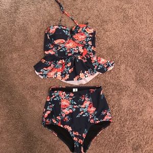 Brand new peplum swimsuit & high waisted bottoms