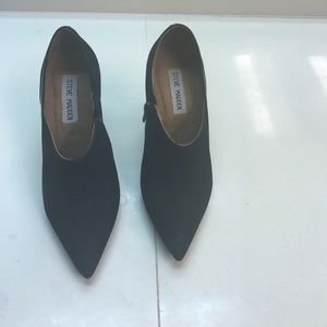 Black suede bootie shoes.