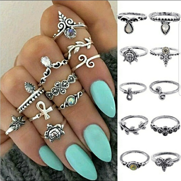 Jewelry - 10p punk vintage knuckle rings tribal hippie
