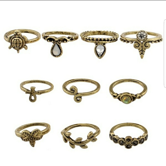 10p punk vintage knuckle rings tribal hippie - Picture 2 of 2