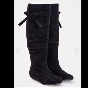 Wide calf black Omaira faux suede boots8.5W