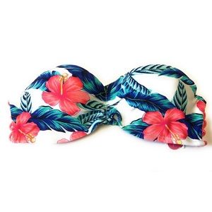 Women's Floral Strappy Back Push Up Bikini Top