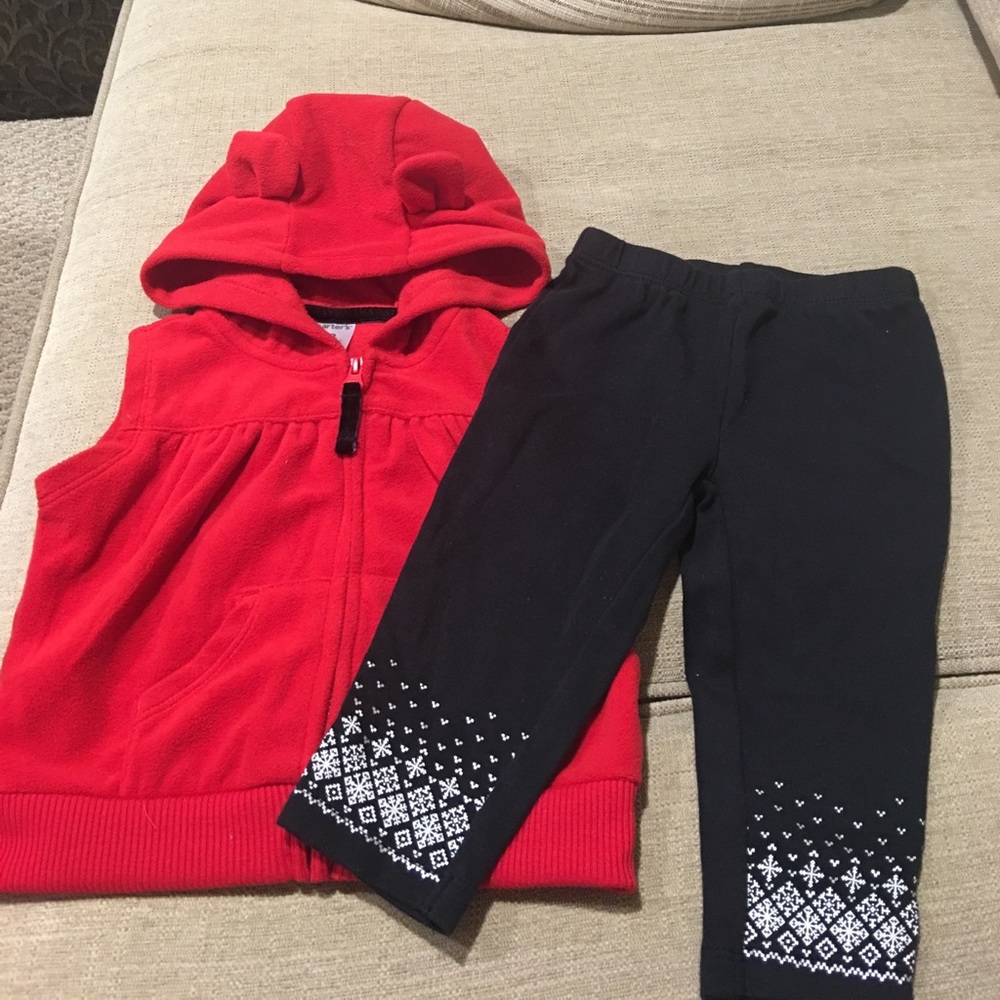 Carters set, red vest with black leggings