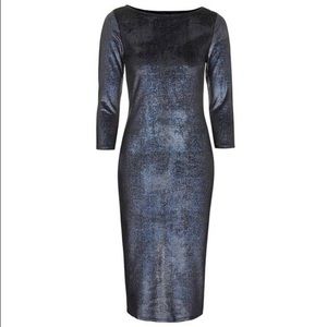 Topshop Blue/Silver Glitter Velvet Bodycon Dress