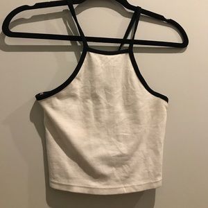 Black and white / ivory halter crop top