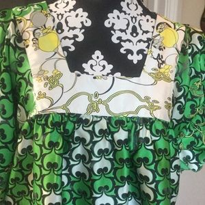 Green, Yellow, White, and Black Silky Top
