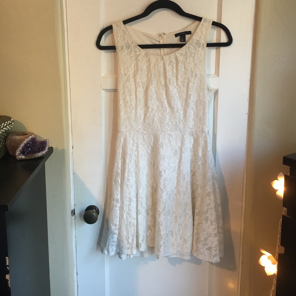 Forever 21 White Lace Zip-Up Dress