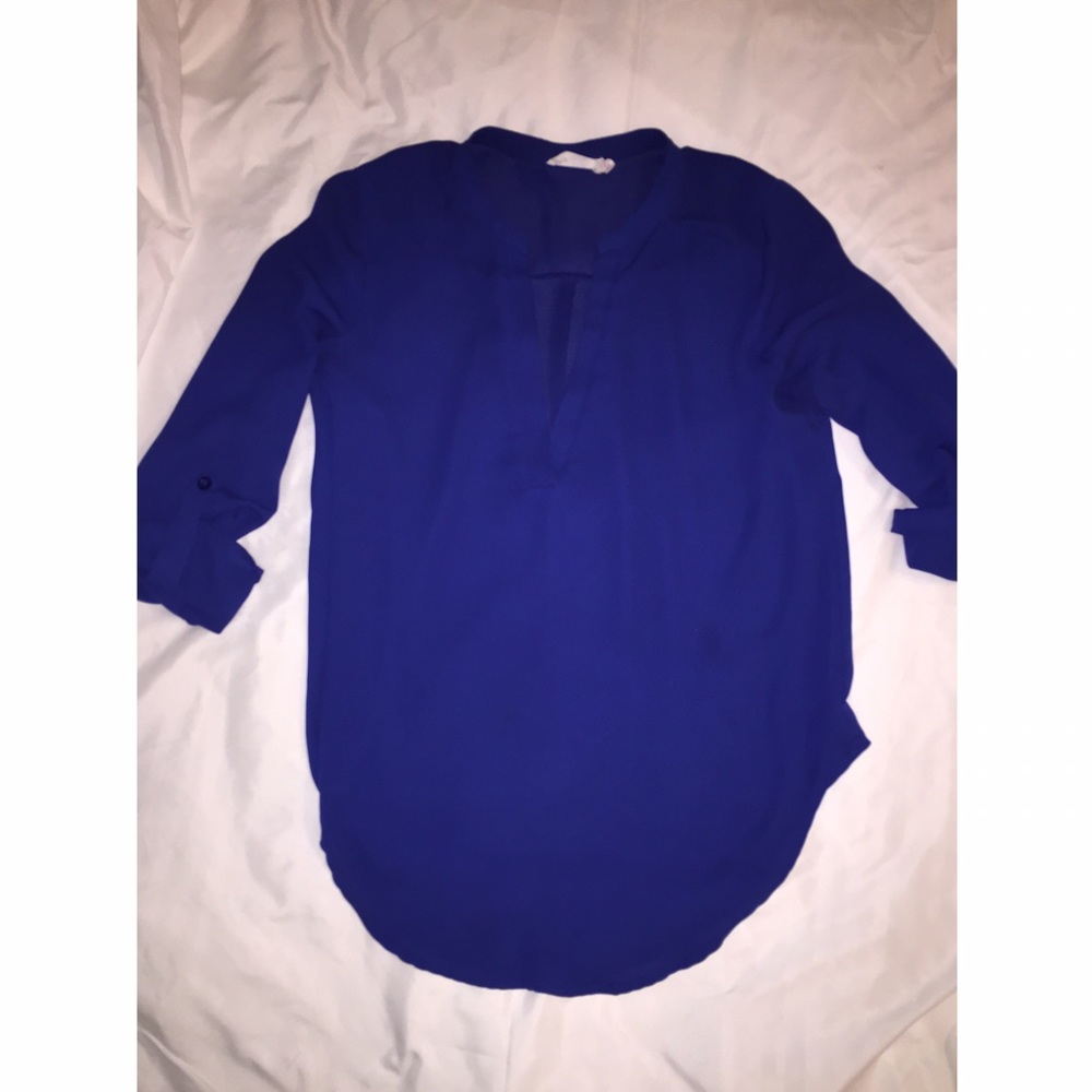 Blue 3/4 Sleeve Blouse