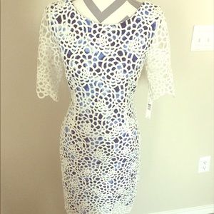 Antonio Melani New Dress Blue White Size 12 Lace