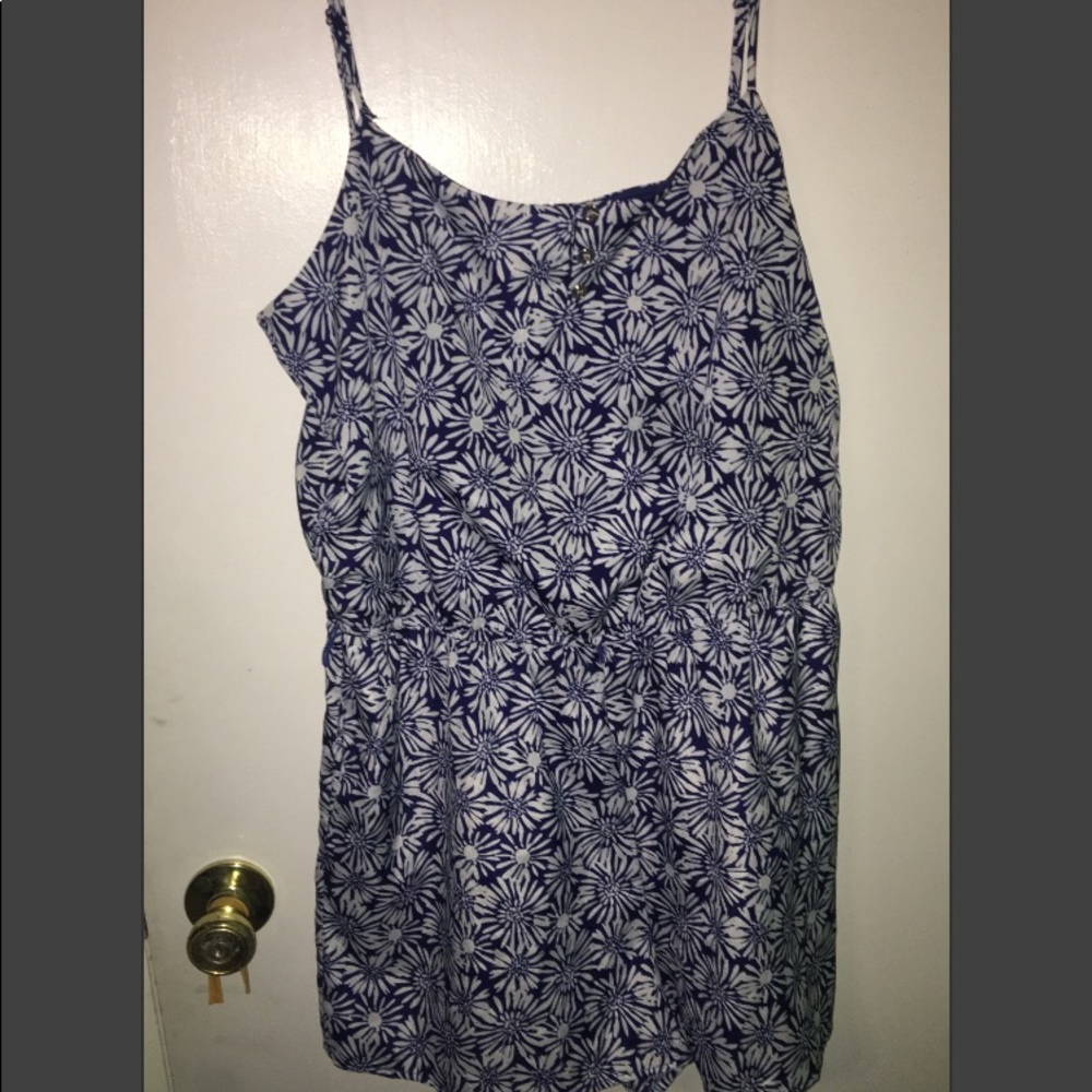 Blue and white flowered romper