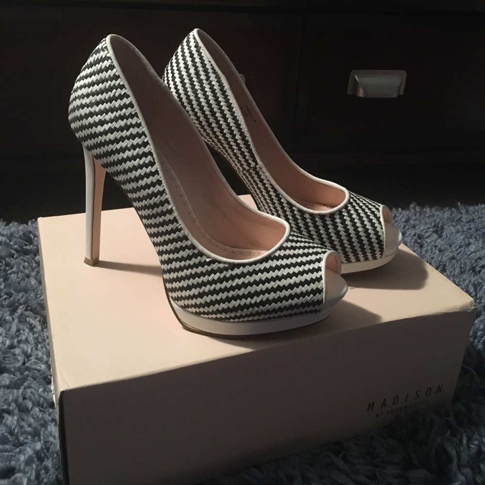 High heeled peep toe shoes