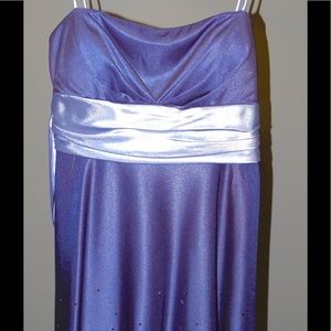 Silver strapless with belt and sequins