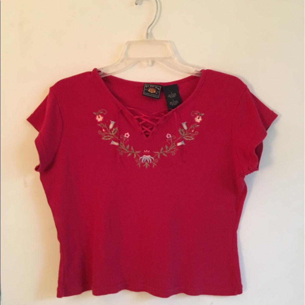 Vintage Route 66 Embroidered Crop Top