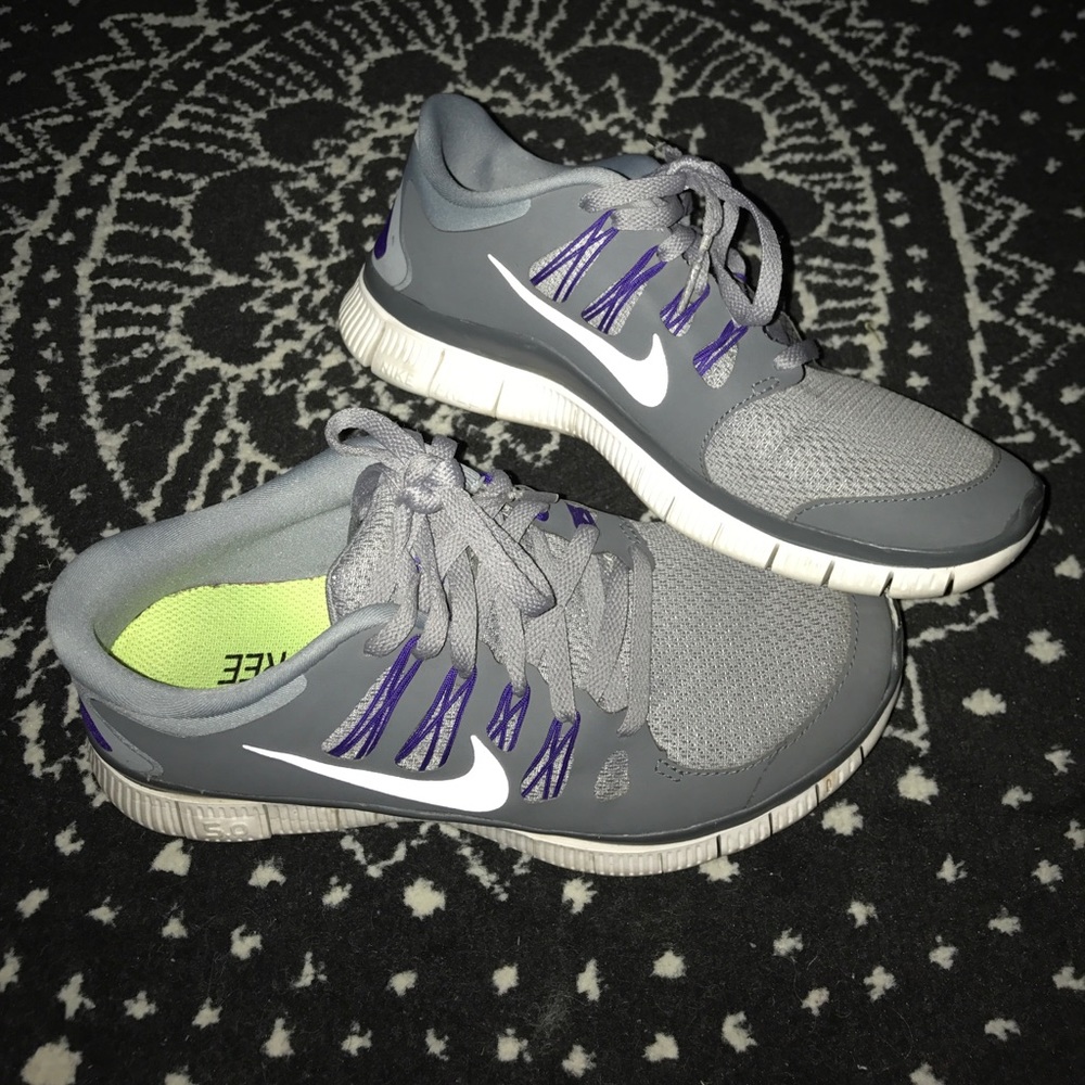 Nike free shoes, purple and grey