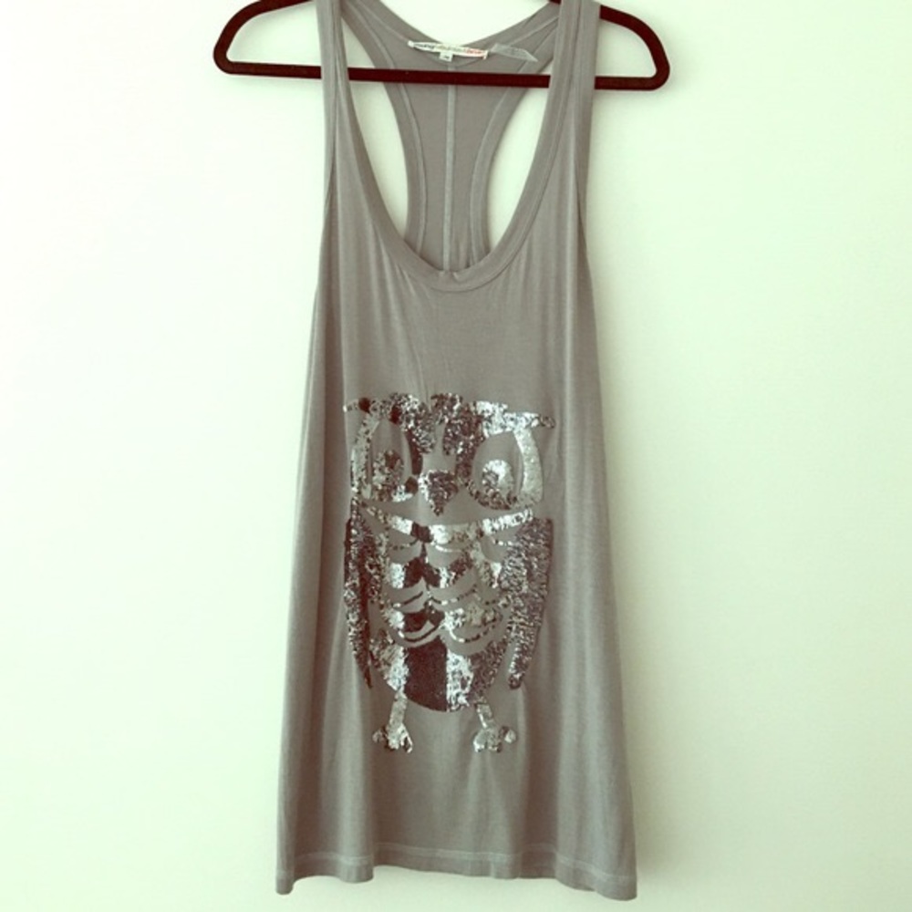 Sequin owl racerback tank