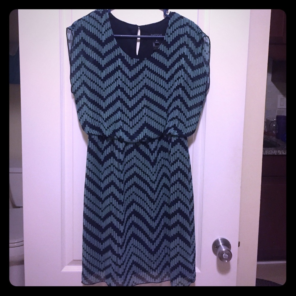 Navy and Teal Sleeveless Dress