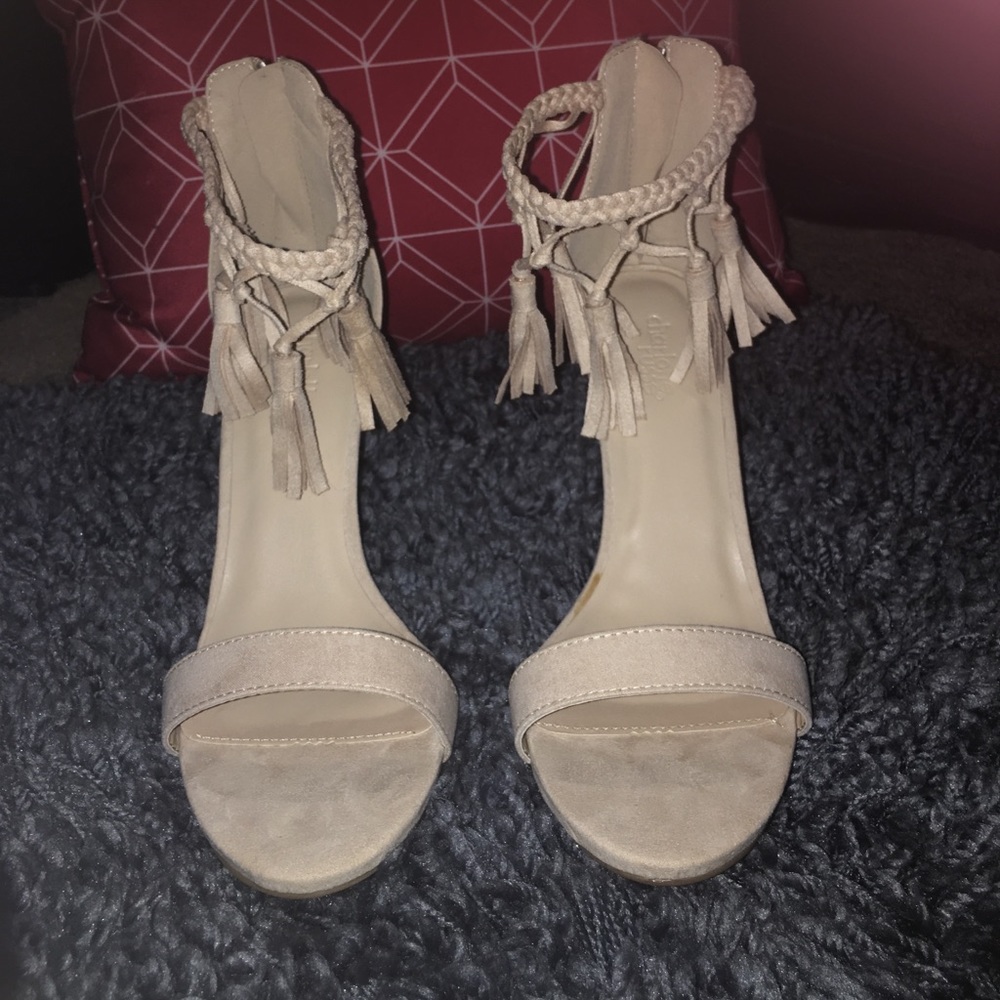 Tassel heel sandals