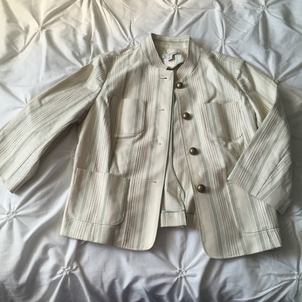 Tommy Hilfiger Beige Tan Striped Blazer