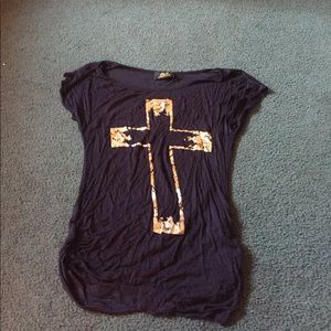 Mesh Back Gold Cross Shirt