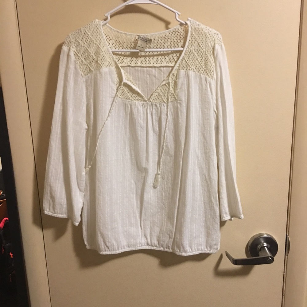 White and Tan Blouse