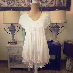 White layered Pom Pom top