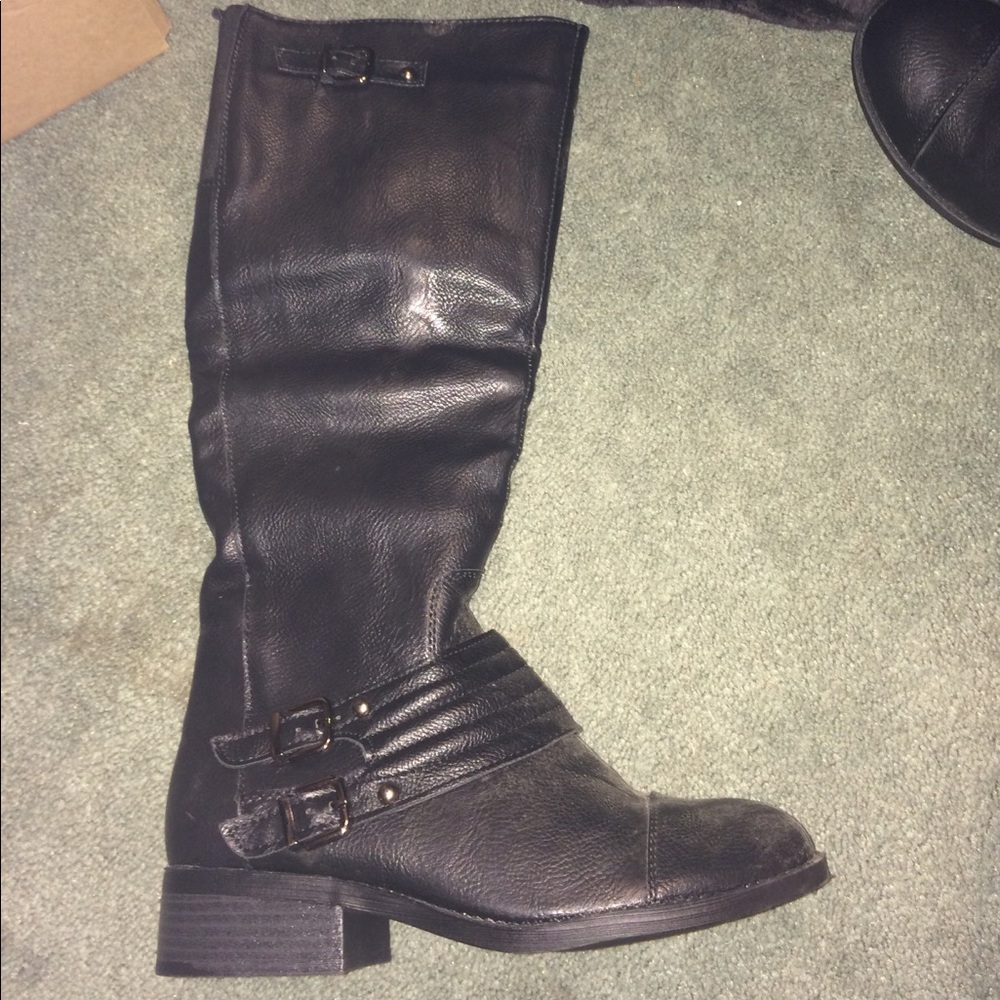 Black Knee Length Boots Just Fab