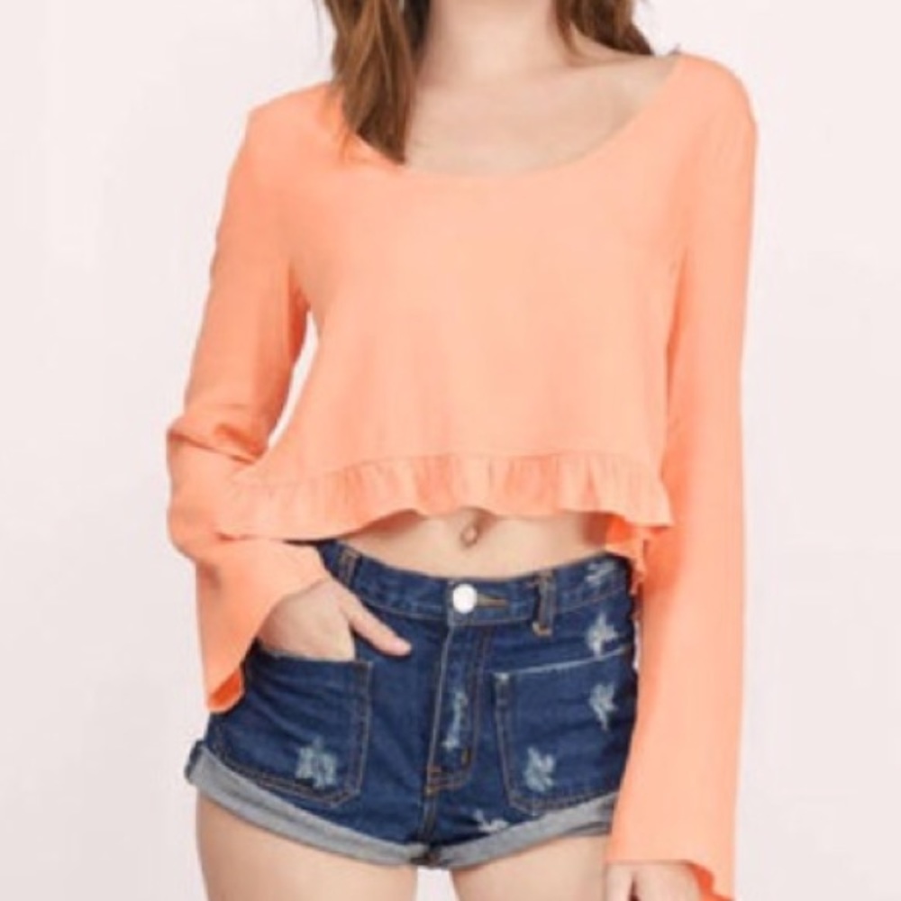 Bell sleeve peach crop top