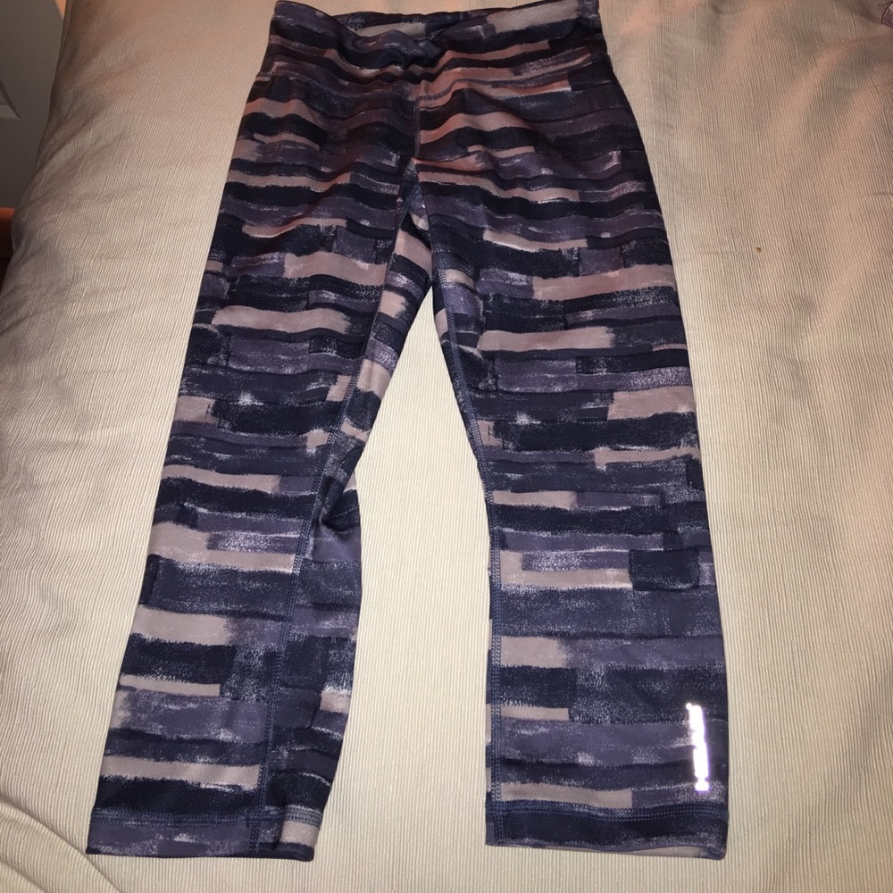 Blue Pattern Athletic Capri