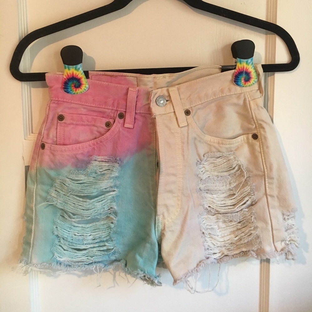 Tie-Dye Levi Strauss High-Waisted Shorts