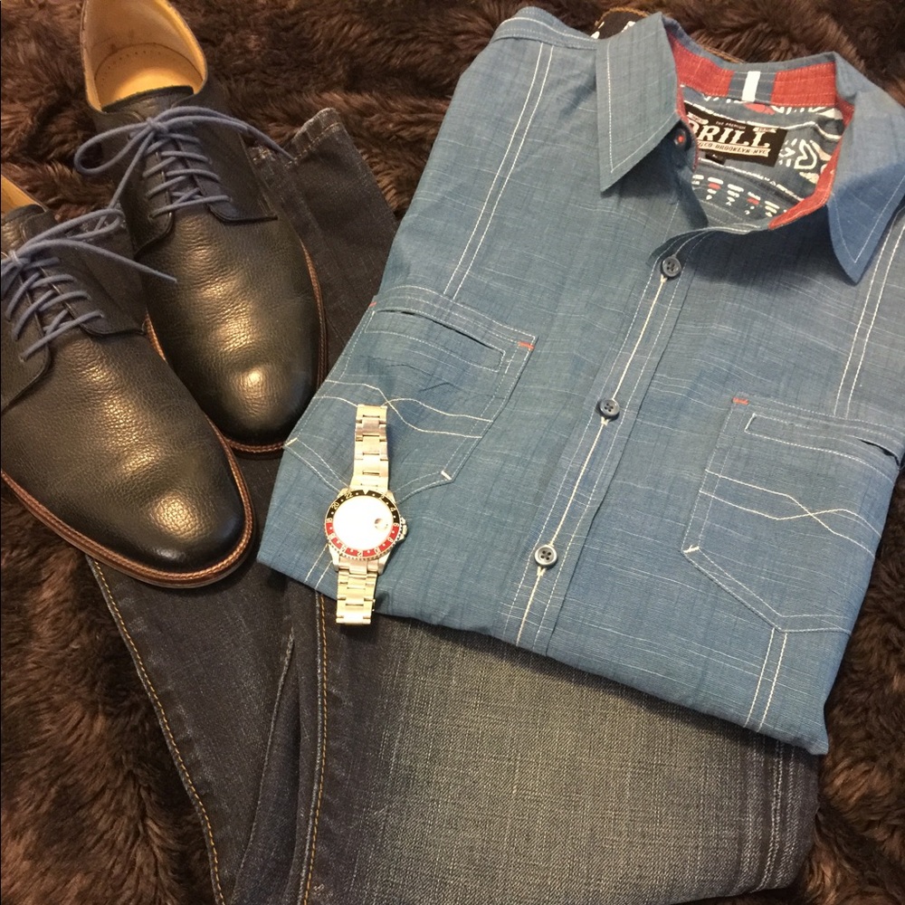 ✨NWOT Drill long button down shirt