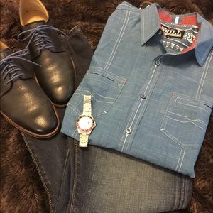 ✨NWOT Drill long button down shirt