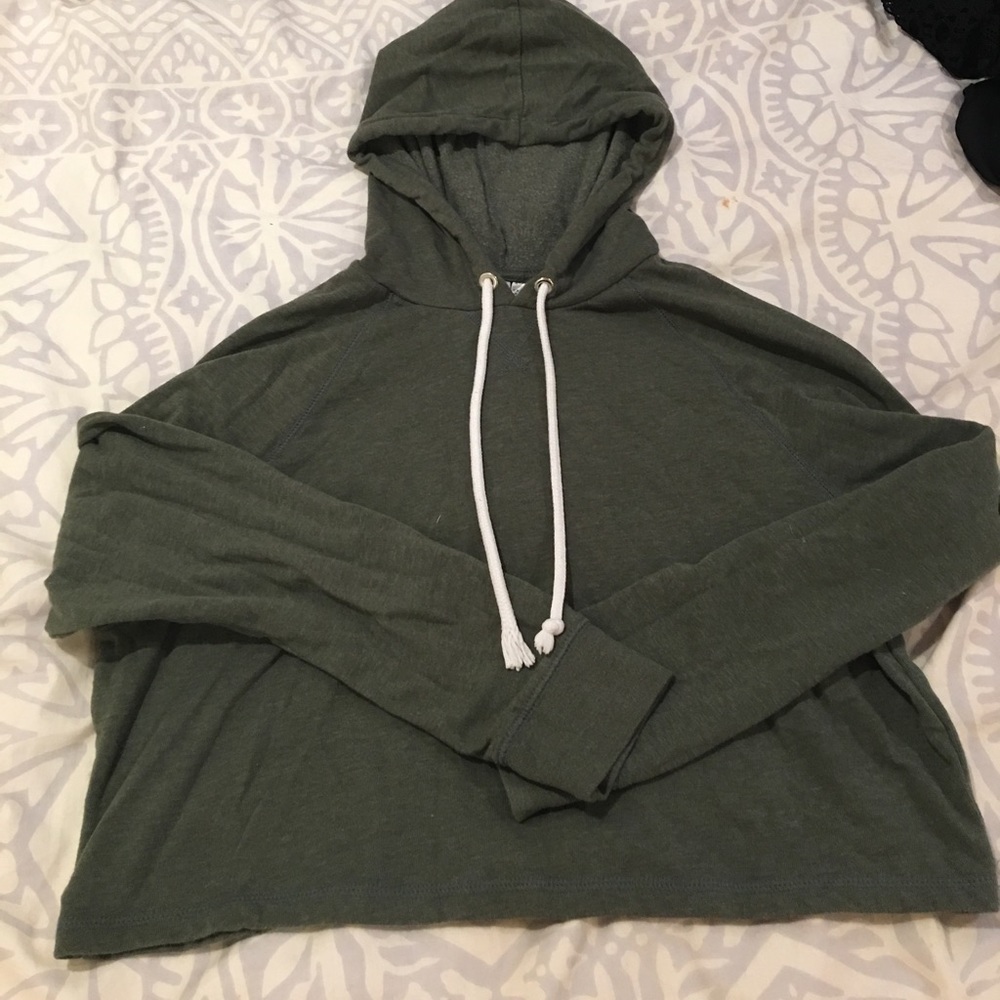 Olive green cropped sweatshirt