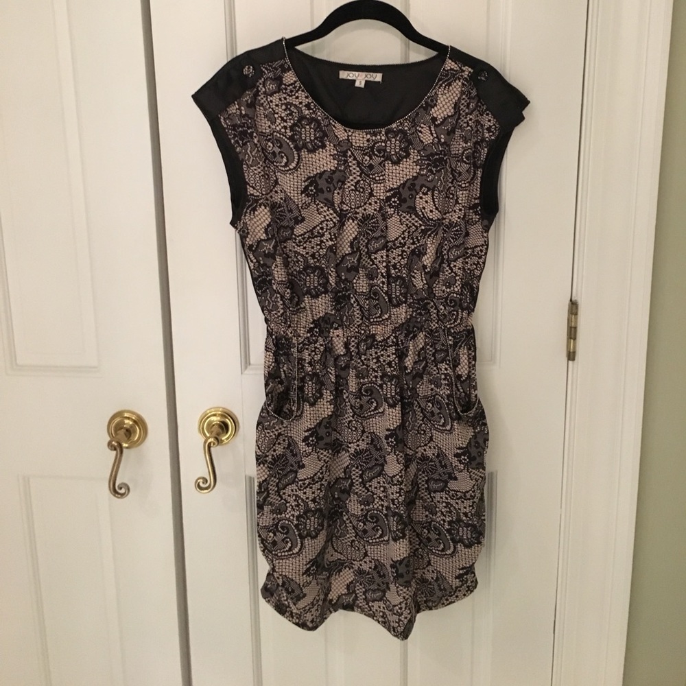 Joy Joy Black and Tan elastic waist dress small