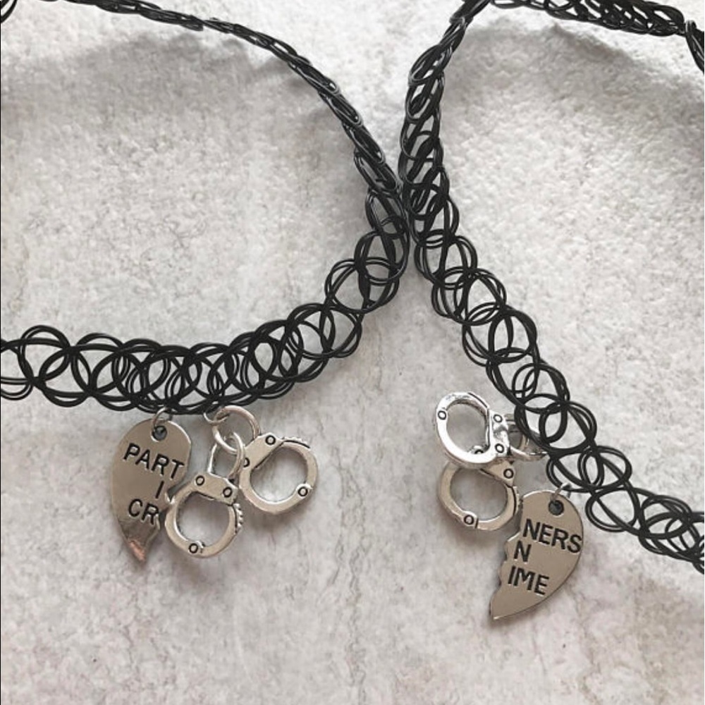 Partners in Crime 90s tattoo chokers set BFF