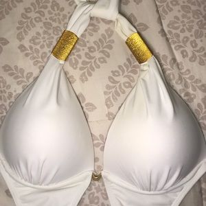 WHITE ONE PIECE BIKINI WITH GOLD DETAILS