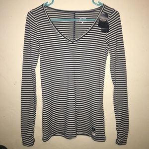 Navy blue & White striped long sleeve shirt