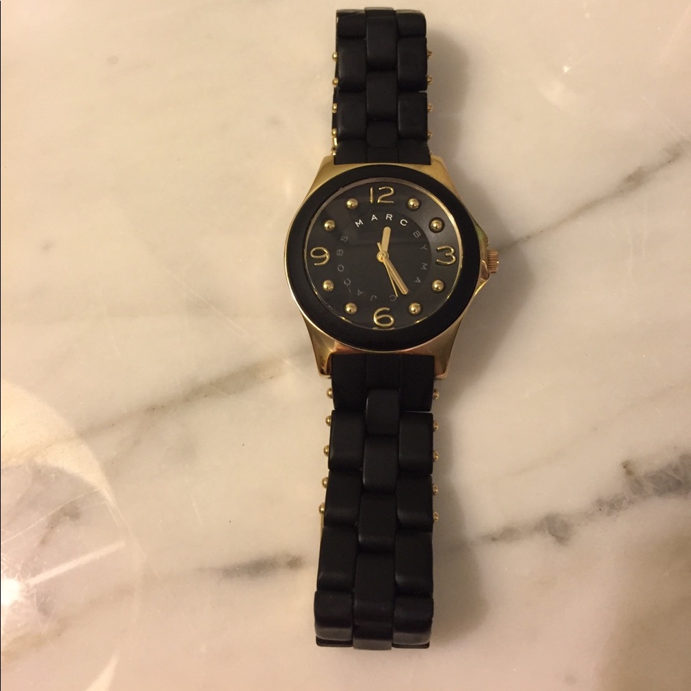 Marc by Marc jacobs black and gold rubber watch