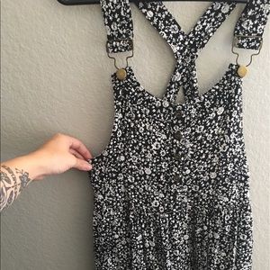Timing overall dress in black and white.