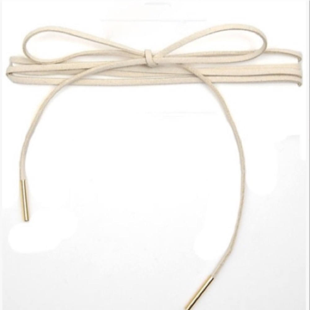 Ivory and gold suede wrap choker